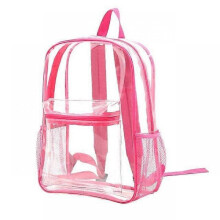 (Rose red) Explosive Transparent Pvc Outdoor Sports Fitness Transparent Waterproof Travel Transparent Visible Backpack