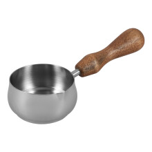 Durable Stainless Steel Milk Pitcher with Wood Handle for Home