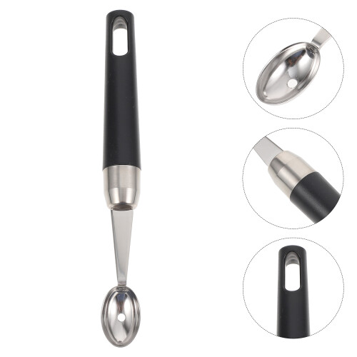 1pc Black Stainless Steel Fruit Spoon Kitchen Tool For Melons 2
