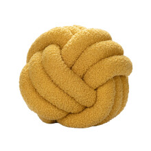 Knotted Ball Throw Cushion Yellow, Handwoven Lamb Velvet Plush Knot Ball Pillow for Sofa, Car, and Kids' Toy Decor