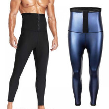 (M, Blue) Mens Body Shaper Abdomen Reducer Thermo Sauna Sweat Pants Waist Trainer Fat Burning Male Shapewear Fitness Leggings Leg Slimmer