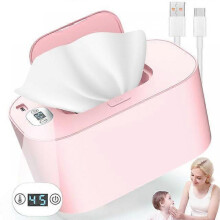 (Pink) Wipe Warmer for Vehicle and Home Use Advanced Baby Wet Wipes Dispenser and Diaper Wipe Warmer Adjustable Temperature Display