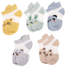 5Pairs Breathable Cotton Baby Socks for Toddlers Cute Animal Pattern