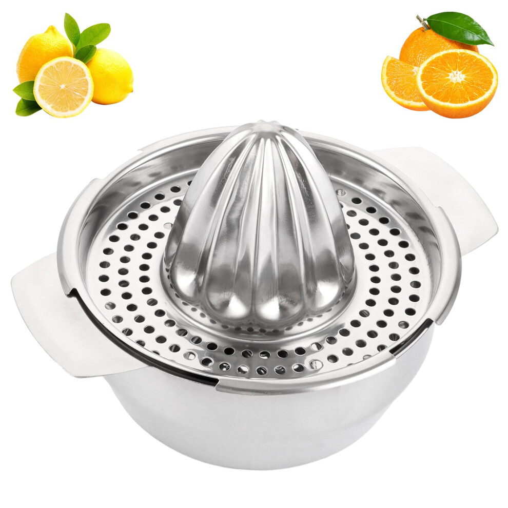 Stainless Steel Lemon Squeezer with Container, Manual Citrus Juicer for Oranges and Limes, Heavy-Duty Fruit Press-image-OPC-PJWRZQF-NEW