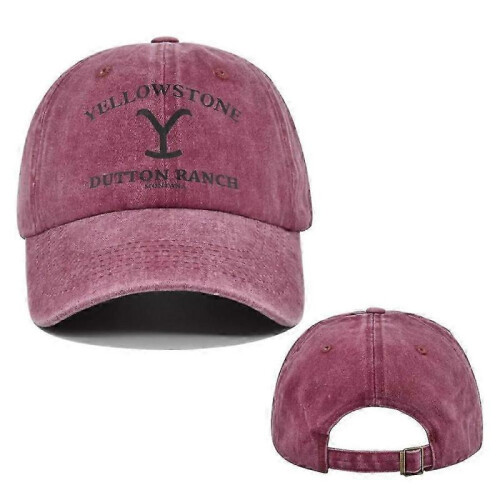 (Wine) Yellowstone Dutton Ranch Vintage Baseball Cap - Distressed UV Protection Snapback Hat