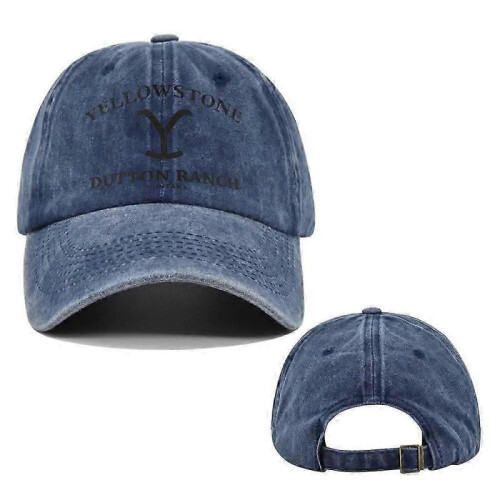 (Navy 1) Yellowstone Dutton Ranch Vintage Baseball Cap - Distressed UV Protection Snapback Hat