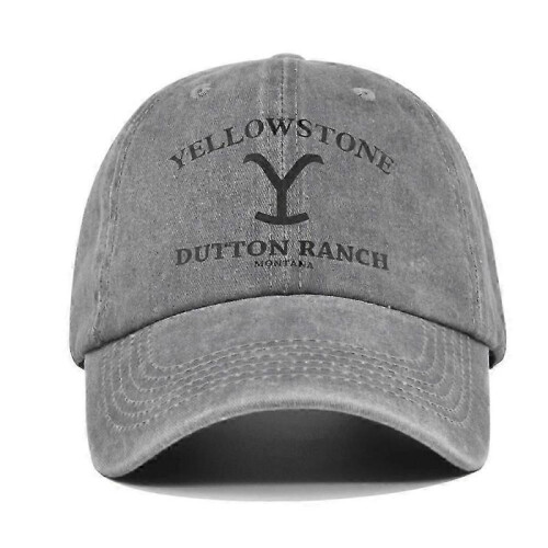 (Grey) Yellowstone Dutton Ranch Vintage Baseball Cap - Distressed UV Protection Snapback Hat 2
