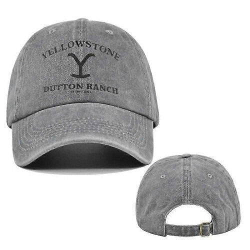 (Grey 1) Yellowstone Dutton Ranch Vintage Baseball Cap - Distressed UV Protection Snapback Hat
