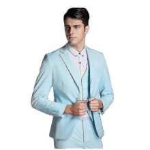 (XS, Light Blue) Mens Wedding Party Dinner 3-pieces Suit Blazer Vest Pants 9 Colors