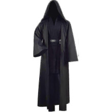 (X-Large, Black) Jedi Cosplay Costume Hooded Robe Tunic Cloak Full Set 3 Versions Halloween Outfit