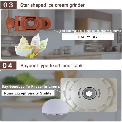 1L Automatic Mini Soft Ice Cream Machine for Home, Portable Ice Cream Maker with Compressor, Easy to Use 2