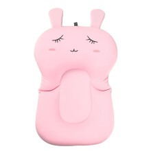 Baby Bath Mat, Non-Slip Toddler Shower Bed, Pink Rabbit Design, Soft Waterproof Material for Safe and Comfortable Bathing