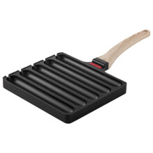 Hot Dog Maker 5 Grid Sausage Pan Black Pre-Seasoned Grill Sausage Steamer Kitchen Tool for Easy Cooking