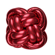 Bronzing Knot Cushion, Round Decorative Pillow, Twisted Knot Design for Office, Sofa, Bedroom, Kids, Red Color