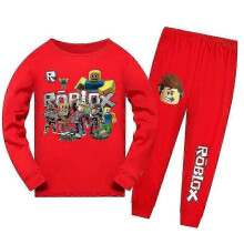 (7-8 Years, Red) Kids Boys Girls Roblox Print Pajama Set T-shirt & Pants Sleepwear