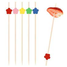 Cocktail Sticks Pack of 50, 100, 300 - 12 cm Bamboo Decorative Picks for Fruits, Appetizers, Catering, Crafts, Colorful Flowers