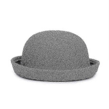 (57cm, Hemp Grey) Fashionable Solid Color Wool Felt Bowler Derby Hat for Women