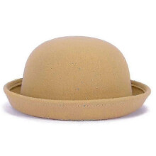 (54cm, camel) Fashionable Solid Color Wool Felt Bowler Derby Hat for Women