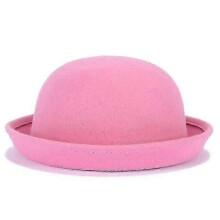 (54cm, Pink) Fashionable Solid Color Wool Felt Bowler Derby Hat for Women