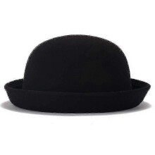 (54cm, black) Fashionable Solid Color Wool Felt Bowler Derby Hat for Women