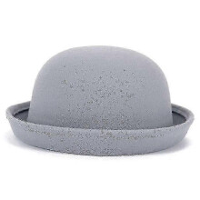 (54cm, gray) Fashionable Solid Color Wool Felt Bowler Derby Hat for Women