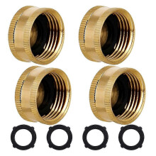 3/4 Zoll Messing-Gartenschlauchkappe mit Unterlegscheiben, 4er-Pack