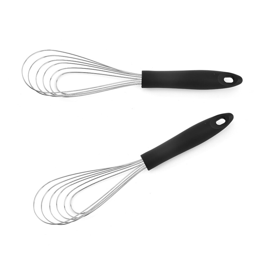 Ergonomic Stainless Steel Whisk with Flat Silicone Handle for Eggs and Cream, Kitchen Accessory in Black-image-OPC-PJWSFBW-NEW