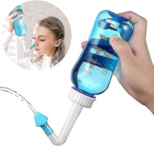 Nasenspülung, Nasenduschenflasche 300 ml Neti Pot Sinus Kit für Erwachsene und Kinder-blau -CDSX