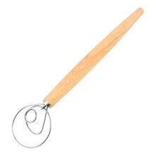 Danish Dough Hook Stainless Steel Bread Mixer Tool with Wooden Handle for Sourdough Pizza Pastries Cakes Kneading