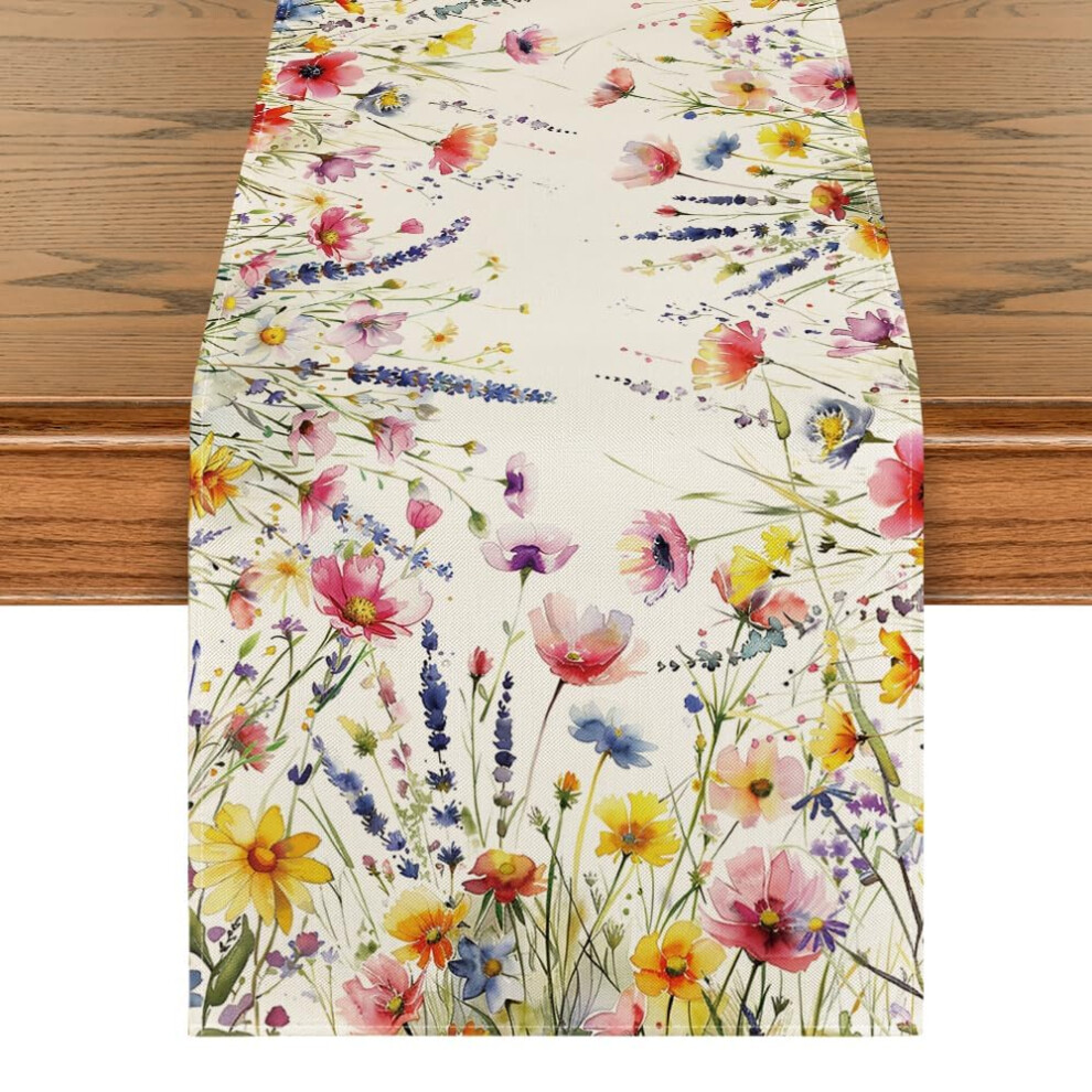 Floral Rectangular Table Runner 33 x 183 cm, Washable Summer Decoration for Holiday Dinner, Wedding, Baby Shower-image-OPC-PJWT6J5-NEW