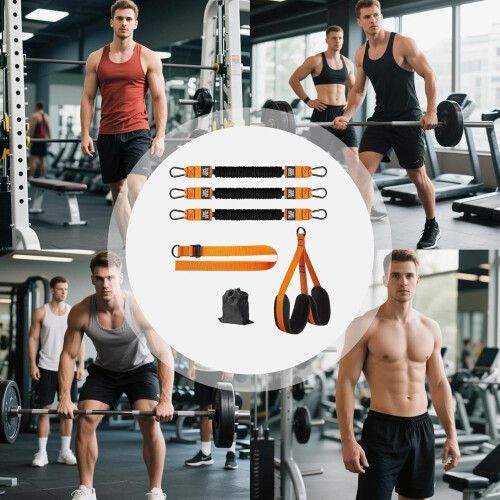 Heavy Duty Pull Up Workout Band Set, Adjustable Pull Up Assistance Band with Comfortable Fabric Feet/Knee Rest, 300lbs Orange 2