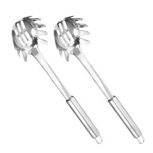 Stainless Steel Pasta Spoons Set of 2, Multifunctional Slotted Forks, Pasta Strainer, Cooking Utensils, Silver