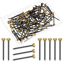 Picture Hanging Set of 100 with 25mm Brass Head Nails, Picture Hangers, and Storage Box for Frames and Artwork