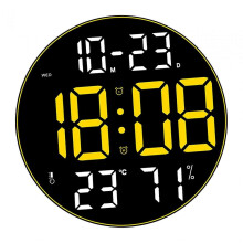 Digitale Wanduhr, 12 Zoll, LED-Wanduhr, Schreibtischuhr, geeignet für Zuhause, Arbeitszimmer, Hotelh