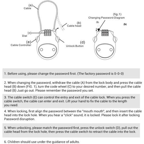 Bicycle Lock Cable Lock with High Security 3-Digit Combination Code for Bicycles Motorcycles Scooters and Tricycles 1