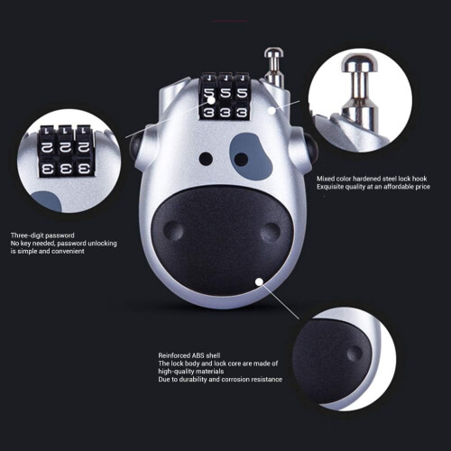 Bicycle Lock Cable Lock with High Security 3-Digit Combination Code for Bicycles Motorcycles Scooters and Tricycles 2