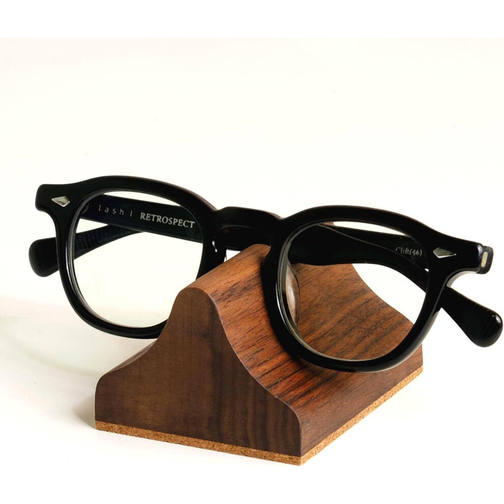 (WALNUT) Handmade Wood Carving Eyeglasses Stand Wood Glasses Holder Sunglasses Display Stand Home Office Desk Supplies