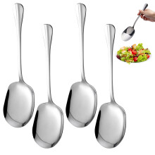 Stainless Steel Serving Spoons Set of 4, Large 25 cm Salad Servers for Banquet Buffet Restaurant Use