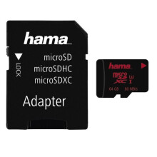 MicroSDXC geheugenkaart UHS-I 64GB - HAMA - UHS Snelheidsklasse 3 - Leessnelheid tot 80 MB/s