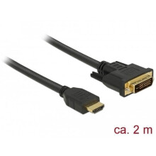 HDMI naar DVI Kabel DeLOCK 85654 - 2m - Zwart - Bidirectioneel - Drievoudige afscherming