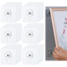 Self-Adhesive Picture Hooks Pack of 30, 6x6 cm No Drill Wall Hooks, 5 kg Load Capacity for Frames and Home Decor