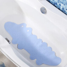 Children's Bath Mat Non-Slip with Suction Cups, Machine Washable, Blue Crocodile Design, 95 x 34.5 cm