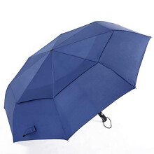 62" Golf Umbrella Automatic Folding Compact Windproof Double Canopy Travel Umbrella UPF 50+ Navy Color
