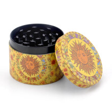 50 mm Metal Pollen Grinder Crusher for Herbs and Spices - Vintage Sun Color, Durable Design, Easy to Use
