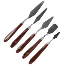 5-Piece Palette Knife Set with Stainless Steel Blades and Wooden Handles for Crafting and Mixing Paints