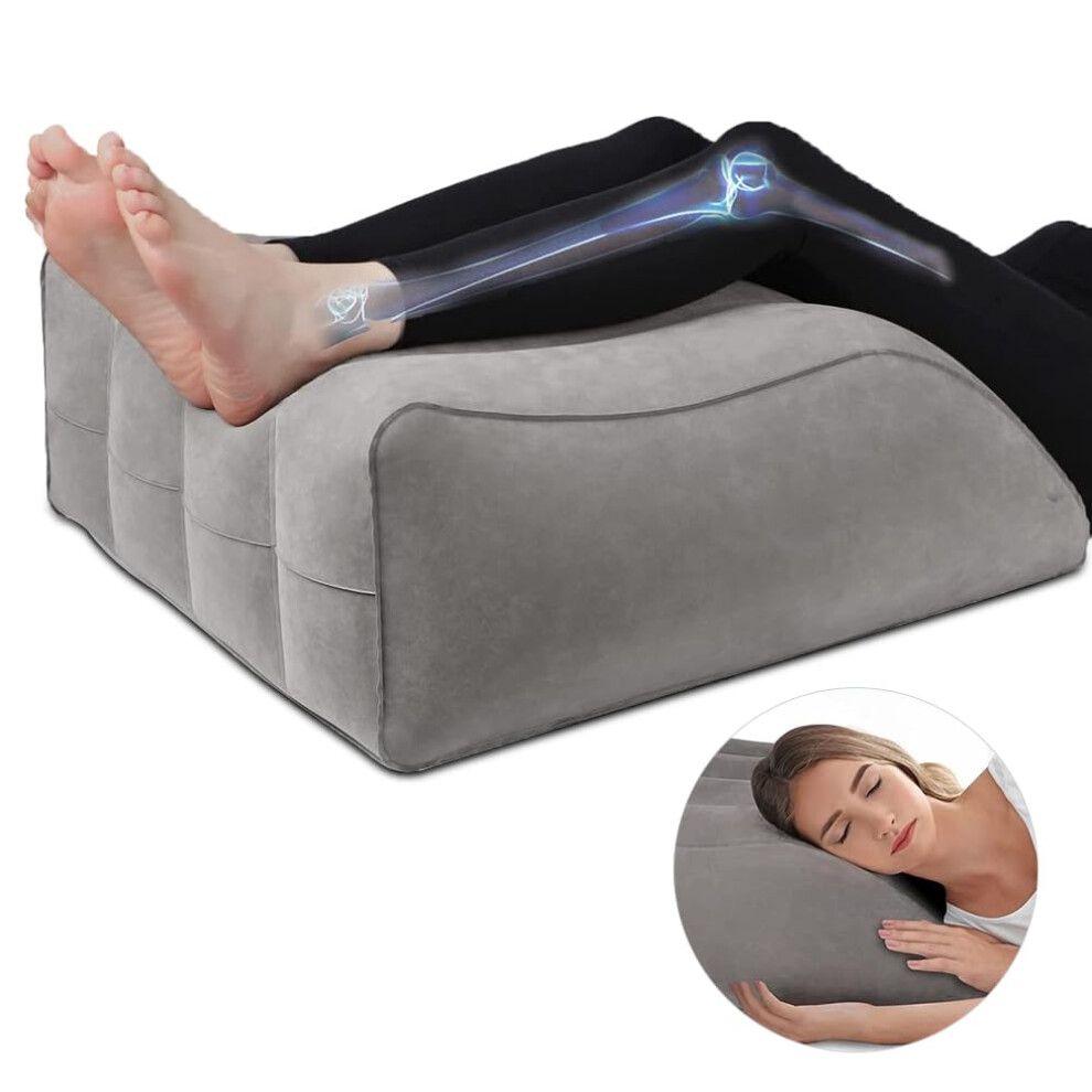 Vein Cushion Inflatable Wedge Pillow for Legs and Knees, Breathable Washable Leg Raise Support Pillow, Grey