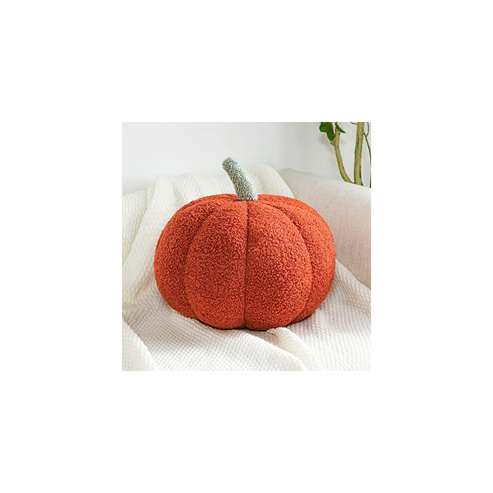 Pumpkin Shaped Throw Pillow for Halloween, Comfortable Red Plush Cushion, Medium Size, Washable Decorative Pillow-image-OPC-PJWTNDX-NEW
