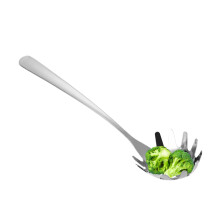Pasta Spoon with Teeth, Stainless Steel Spaghetti Lifter and Strainer, Kitchen Cooking Utensils, Silver Pasta Tool