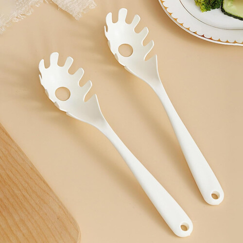 Pasta Spoon with Long Heat Resistant Handle, Durable Dumpling Serving Fork for Home Cafe Restaurant Use 1