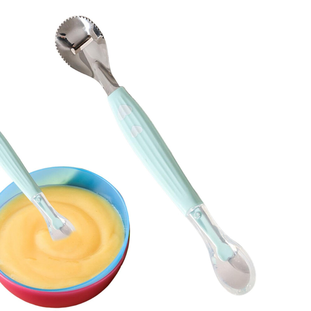 Fruit Puree Spoon For Babies, Soft Silicone Double Head Scraper Spoon For Baby Led Weaning, Feeding Accessory Light/Green